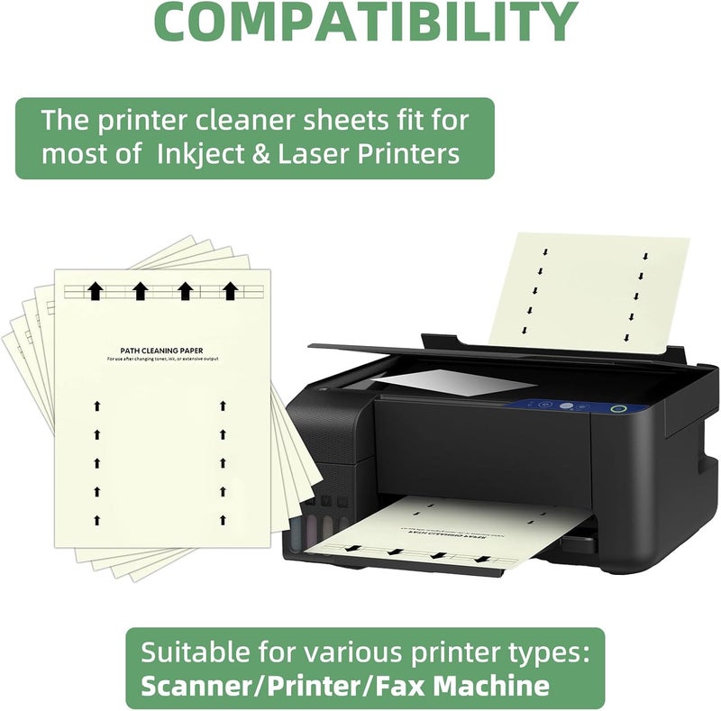 PROSOCOOL Printer Cleaning Sheets 20 PCS for Laser & Inkjet Copier Fax Roller Cleaning, 8.5 x 11 Inch Scanner Cleaning Sheets, Universal Roller Cleaning Paper, Dust & Debris Removal Roller Cleaning Paper - Image 3